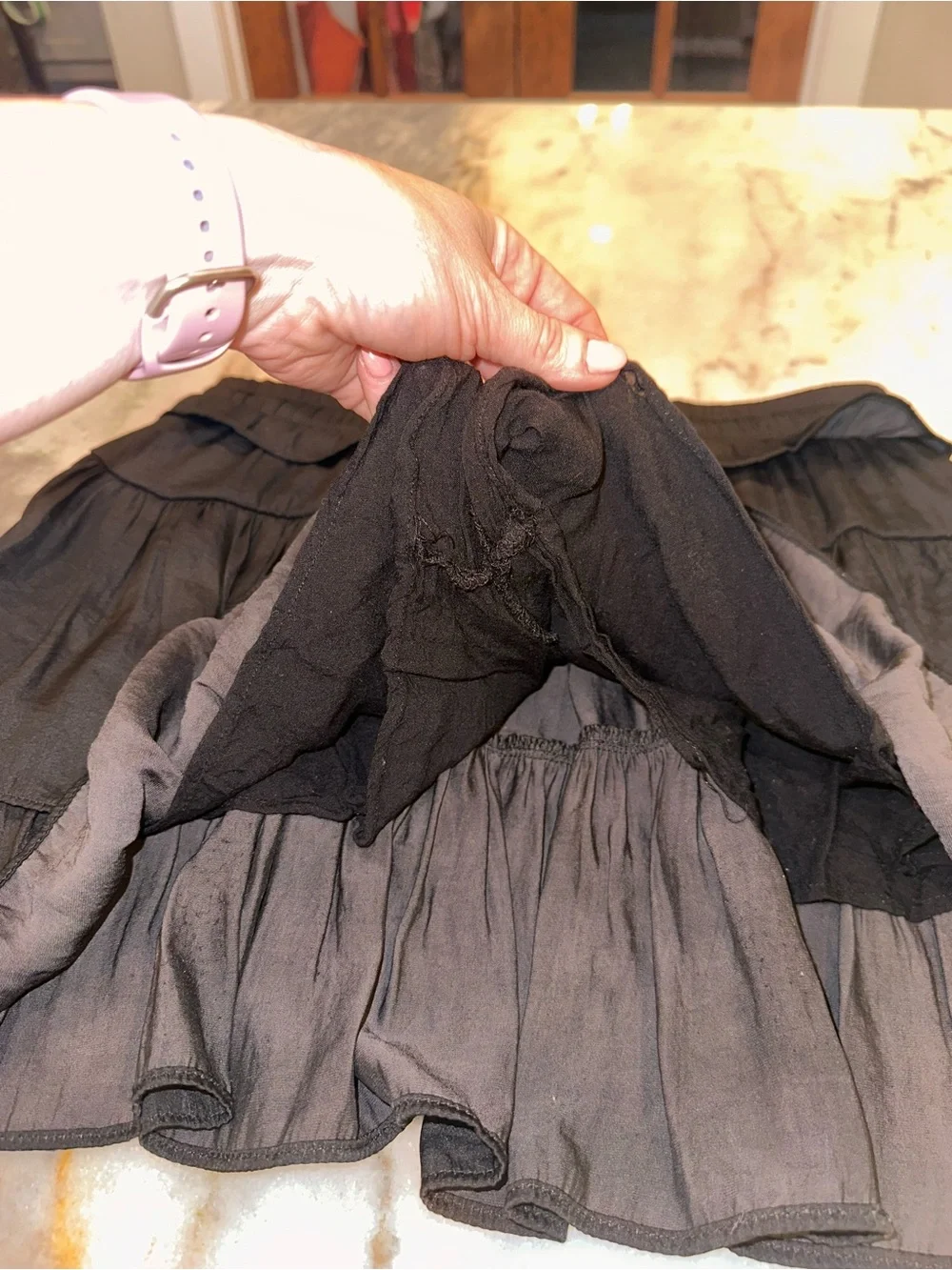 Day + Moon Size Large Black‎ Tiered Ruffle Mini Skort Boutique